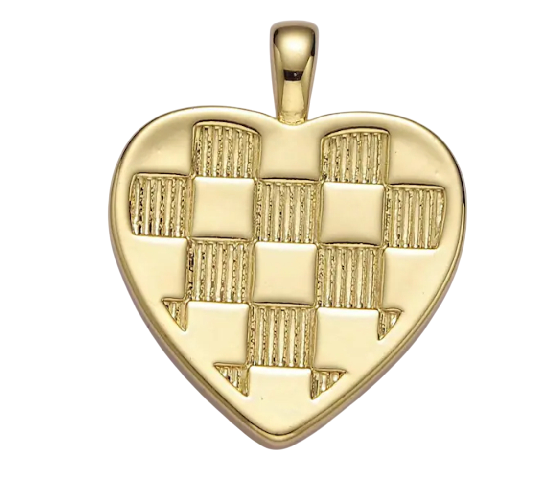 Gold checkered heart