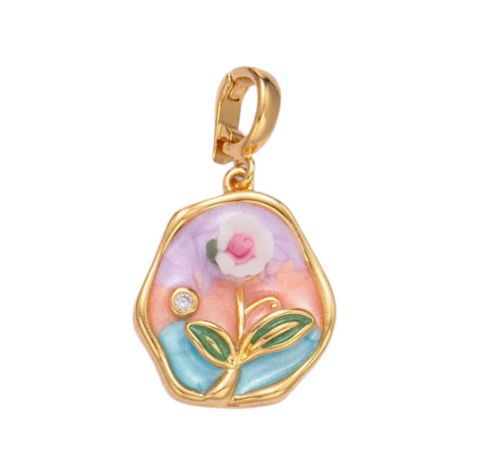 Pastel stamped flower