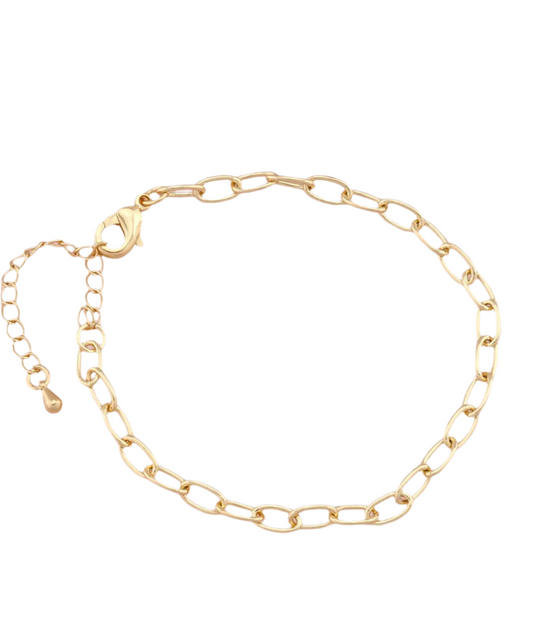 Golden oval bracelet chain