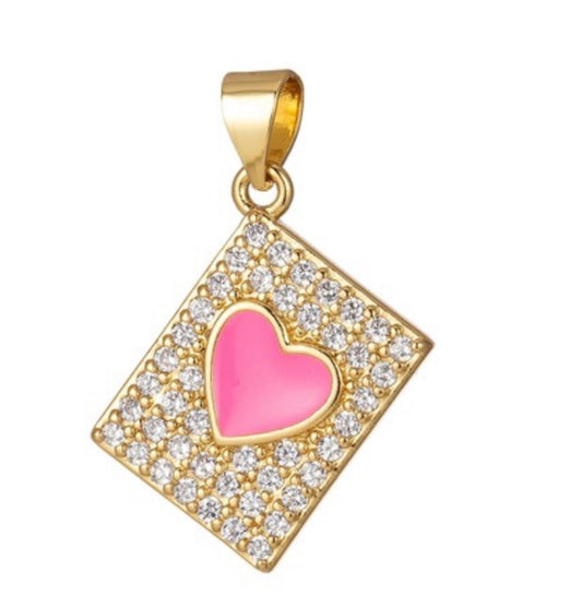 Dainty tile heart charm