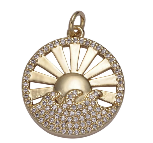 Sun burst ocean wave charm