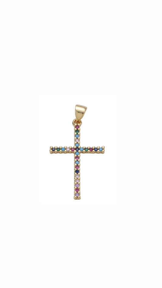 Multi color rainbow cross